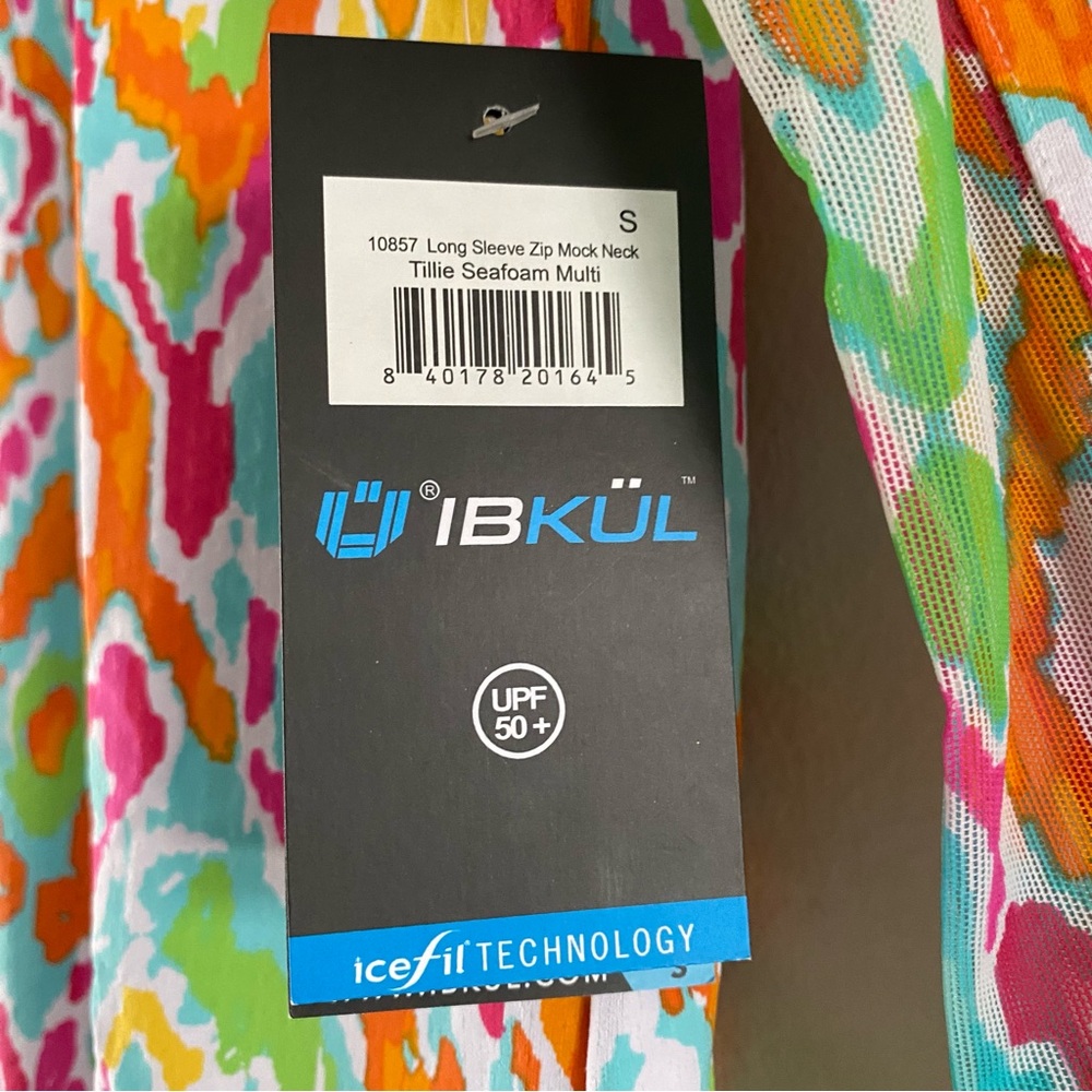NWT IBKUL Women’s Tillie Seafoam Multi Mock Neck Long Sleeve Top Golf UPF SMALL - Picture 9 of 13